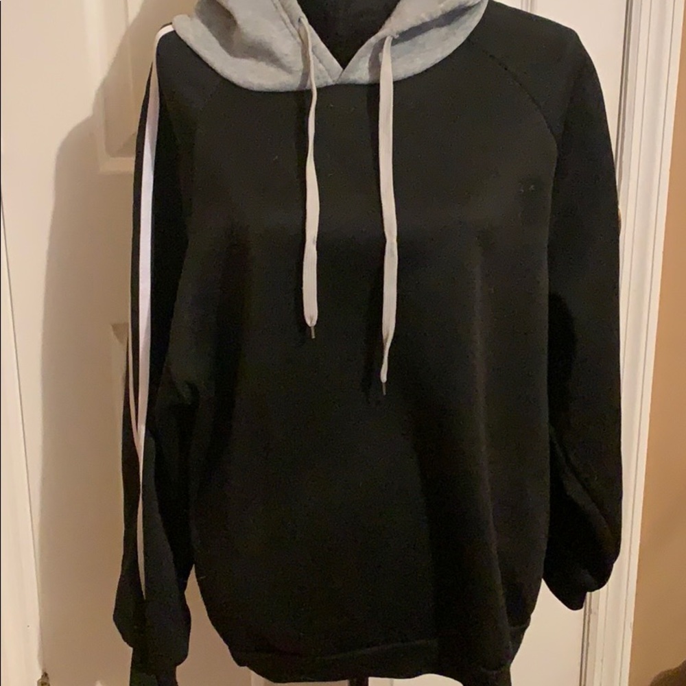 Black Hoodie with White Stripes